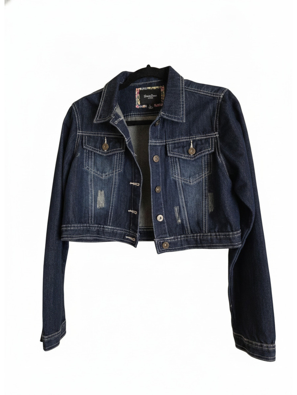 BoomBoom Jeans Dark Blue Cropped Denim Jacket Large